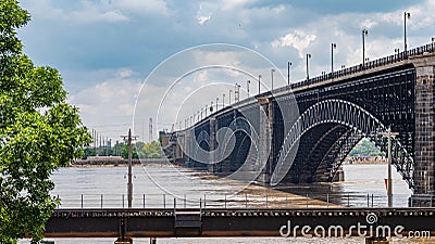 Eads Bridge over Mississippi River in Saint Louis - ST. LOUIS, USA - JUNE 19, 2019 Editorial Stock Photo