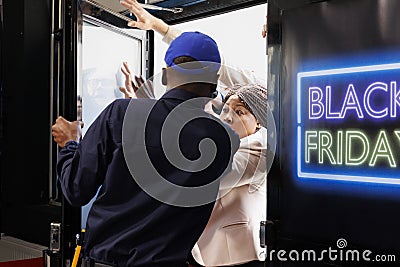 Eager crazy Black Friday shoppers Stock Photo