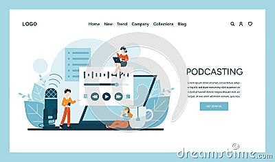 Eager voices share stories via podcasting platforms Vector Illustration