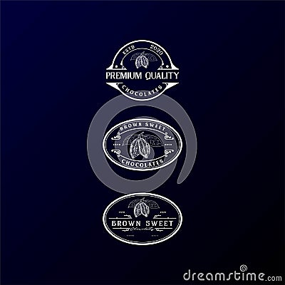 Set Collection Chocolate Cocoa Cacao Product Label Logo Design Vector Illustration