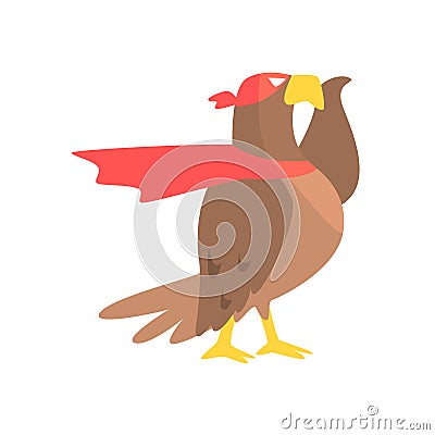 Eagle Animal Dressed As Superhero With A Cape Comic Masked Vigilante Geometric Character Vector Illustration