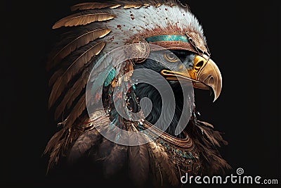 Eagle animal portrait dressed as a warrior fighter or combatant soldier concept. Ai generated Stock Photo