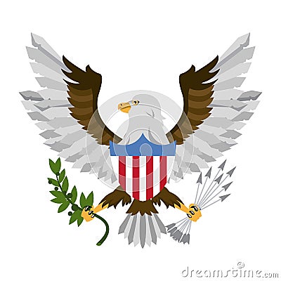 Eagle with arrows and leaves Vector Illustration