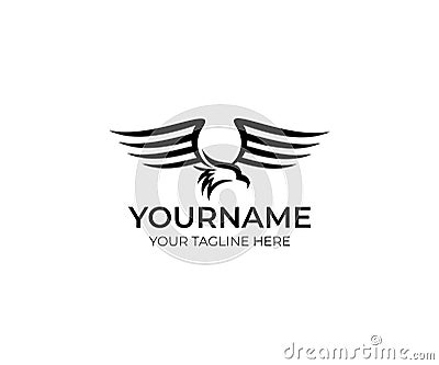 Eagle bird logo template. Bird of prey flutters and waves its wings vector design Vector Illustration