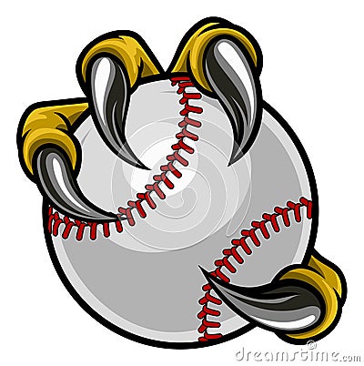 Eagle Bird Monster Claw Holding Baseball Ball Vector Illustration