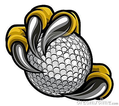 Eagle Bird Monster Claw Talons Holding Golf Ball Vector Illustration