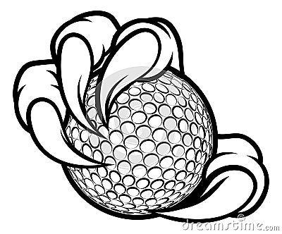 Eagle Bird Monster Claw Talons Holding Golf Ball Vector Illustration