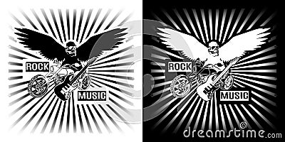 Eagle Chopper motorcycle and electric black white clipart Vector Illustration