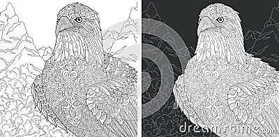 Eagle Coloring Page Vector Illustration