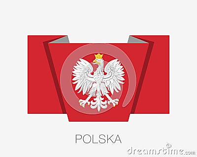 Eagle with a Crown. The National Emblem of Poland. Flat Icon Wav Vector Illustration