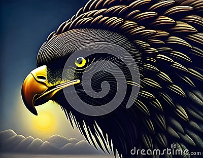 The eagle daemon - AI generated art Stock Photo