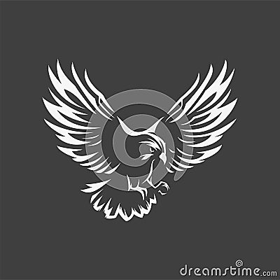 Eagle flight with open wings hunting monochrome vintage t shirt print emblem design icon vector Vector Illustration