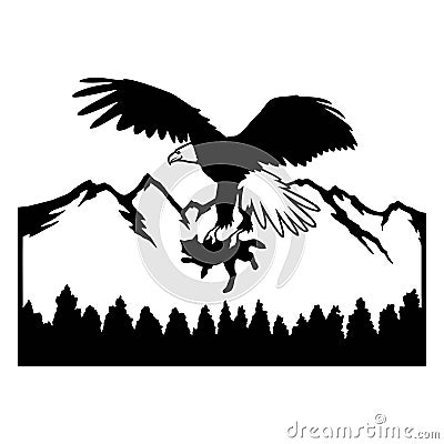 Eagle, flight - Wildlife Stencils - Freedom Eagle Silhouette, Wildlife clipart isolated on white Vector Illustration