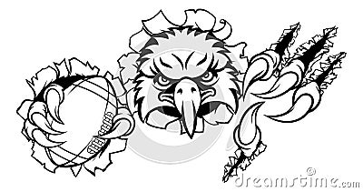 Eagle Football Cartoon Mascot Ripping Background Vector Illustration