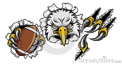 Eagle Football Cartoon Mascot Tearing Background Vector Illustration