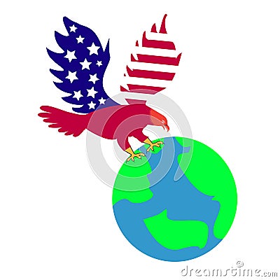 Eagle with globe Vector Illustration