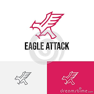 Eagle Hawk Falcon Attack Fly Wing Claw Line Logo Vector Illustration