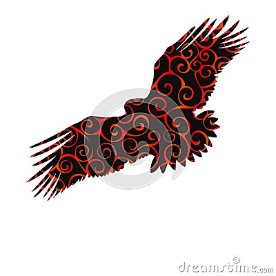Eagle hawk golden eagle bird spiral pattern color silhouette ani Vector Illustration
