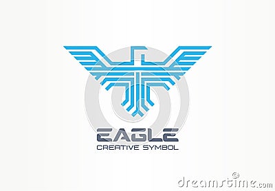 Eagle, hawk spread wings falcon creative symbol concept. Predator emblem, wildlife abstract business logo idea. Bird in Vector Illustration