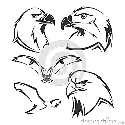 Eagle, hawk vector mascots set Vector Illustration
