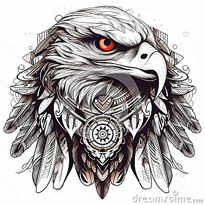 eagle head calculated in a reative,tattoostyle as clipart Stock Photo