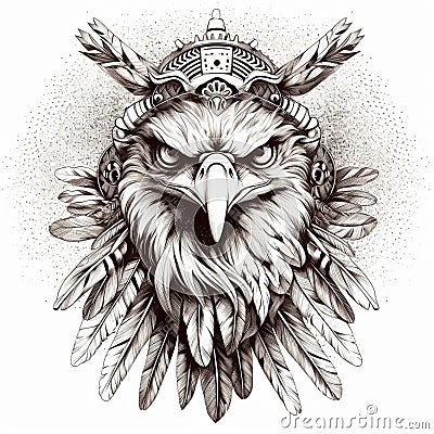 eagle head calculated in a reative,tattoostyle as clipart Stock Photo