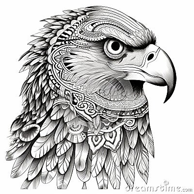 eagle head calculated in a reative,tattoostyle as clipart Stock Photo