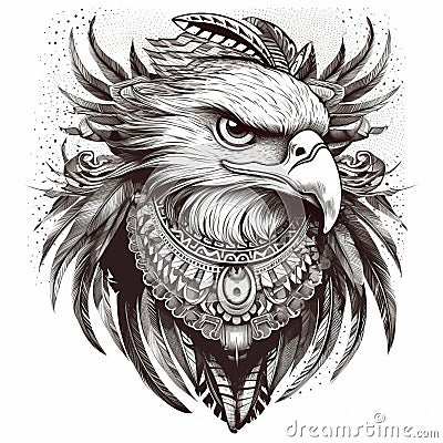 eagle head calculated in a reative,tattoostyle as clipart Stock Photo