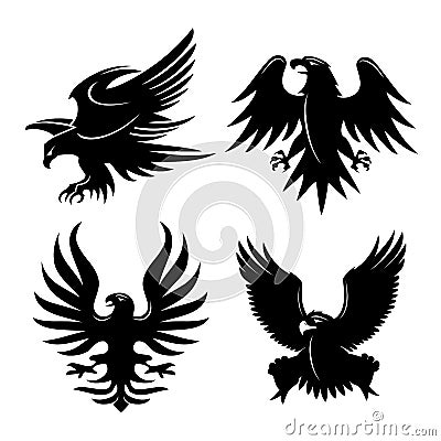 Eagle Head Fly Logo Black Icon Tattoo Vector Illustration Vector Illustration