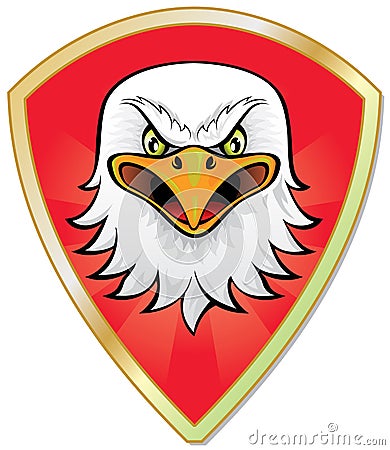 Eagle head with heraldry shield Vector Illustration