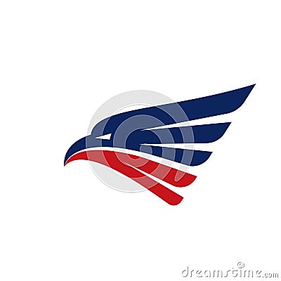 Eagle head logo design vector template darker blue and red Vector Illustration