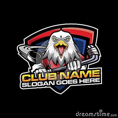 Eagle head logo for the ice hockey team logo. Vector Illustration