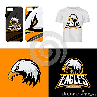 Eagle head sport club isolated vector logo concept Vector Illustration