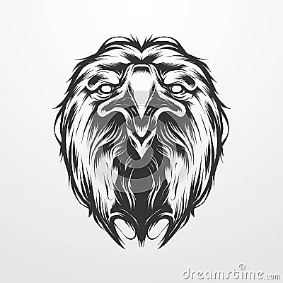 eagle head vector illustration in vintage classic monochrome style, old Vector Illustration