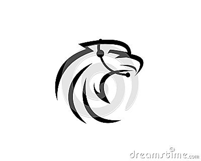 Eagle head wearing headset as customer services Vector Illustration