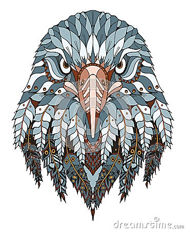 Eagle head zentangle stylized, vector, illustration, freehand pe Vector Illustration