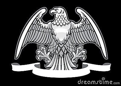 Eagle heraldry with blank ribbon Vector Illustration