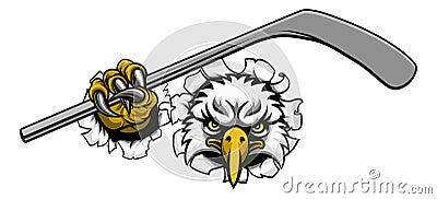 Eagle Ice Hockey Player Animal Sports Mascot Vector Illustration