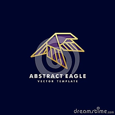 Eagle Line art Color Gold Concept illustration vector template Vector Illustration