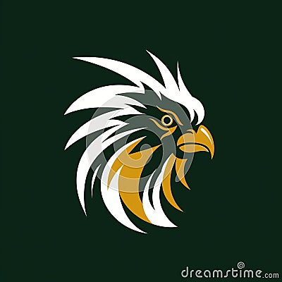 Eagle Logo Design: Dark Green, White, And Gold Stock Photo