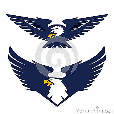 Eagle Logo Wings Set Badge Emblem Template Vector Vector Illustration