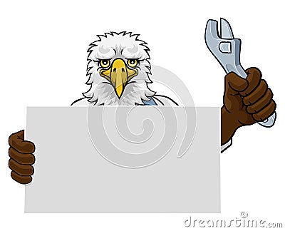 Eagle Mechanic Plumber Spanner Wrench Handyman Vector Illustration