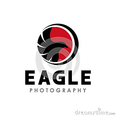 Eagle Photography Logo. Eagle Drone Camera Logo Design Vector Illustration