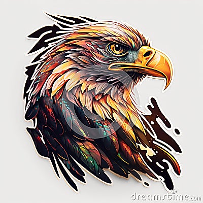 Eagle portrait sticker. Generative AI Cartoon Illustration