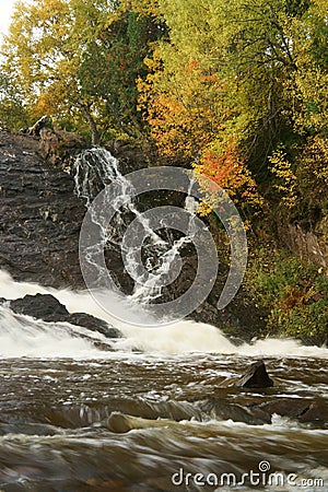 Eagle River Falls During Fall Stock Photo
