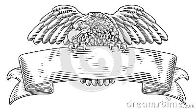 Eagle Scroll Symbol Crest Banner Parchment Design Vector Illustration