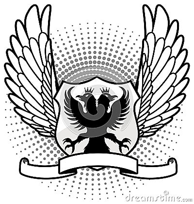 Eagle shield with wings up Vector Illustration