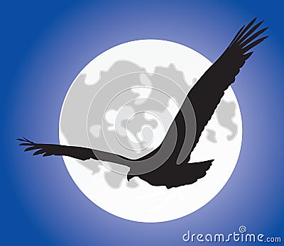 Eagle silhouete over moon Stock Photo