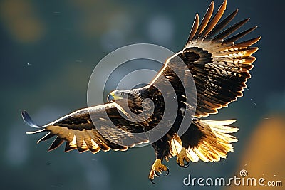 Eagle soaring under sunlight majestic bird hunting in East Africa Stock Photo