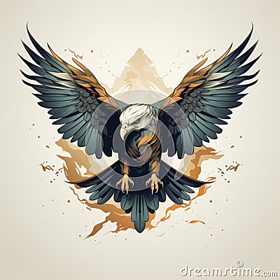 Vintage Minimalist Eagle Tattoo Art Vector Design Stock Photo